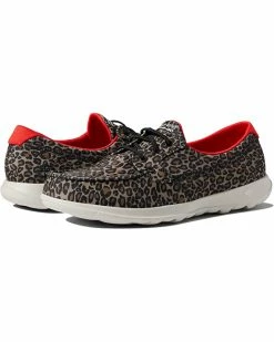 SKECHERS Performance Boat Shoes Go Walk Lite Leopard Print Boat Shoe